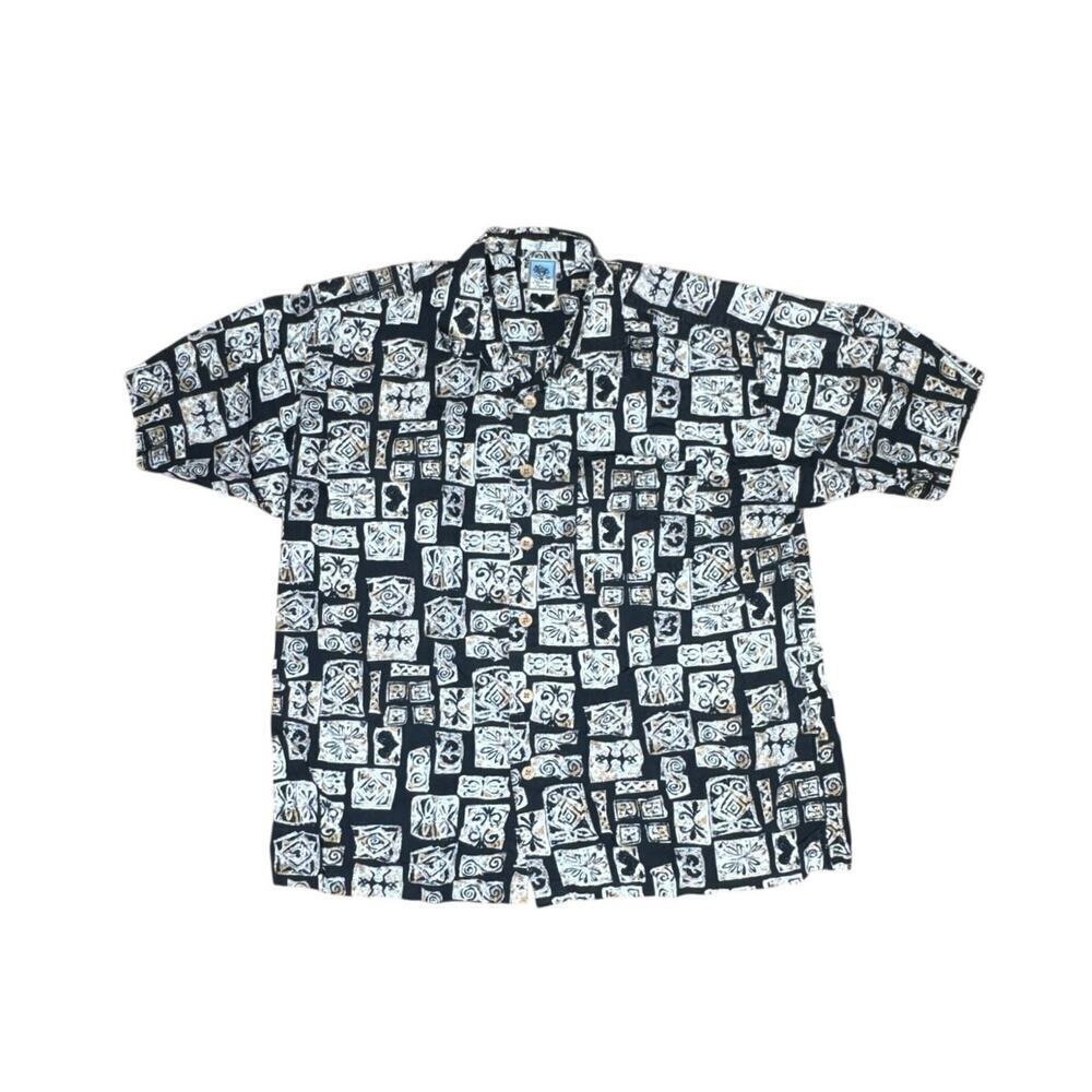 Gotcha Spozt Men’s XXL Button Down Shirt Black Tribal Print 100% Cotton Surf - Picture 1 of 6